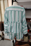 Casual Striped Print Lace Up Contrast V Neck Sleeveless Two Pieces