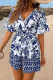 Casual Floral Print Bandage V Neck Loose Rompers