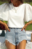 Casual Daily Solid Color Hollow Out O Neck T-Shirts
