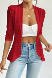 Casual Daily Solid Color Hollow Out Ruffle Turndown Collar Outerwear