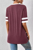 Daily Colorblock Patchwork Contrast V Neck T-Shirts