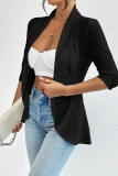 Casual Daily Solid Color Hollow Out Ruffle Turndown Collar Outerwear