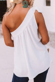 Fashion Sweet Solid Patchwork One Shoulder Tops