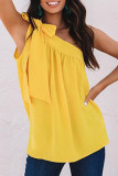 Fashion Sweet Solid Patchwork One Shoulder Tops