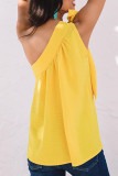Fashion Sweet Solid Patchwork One Shoulder Tops