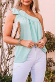 Fashion Sweet Solid Patchwork One Shoulder Tops