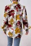 Daily Floral Print Buttons Turndown Collar Tops