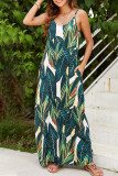 Sexy Vacation Geometric Print Pocket V Neck Sling Dresses
