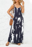 Sexy Vacation Geometric Print Pocket V Neck Sling Dresses
