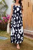 Sexy Vacation Geometric Print Pocket V Neck Sling Dresses