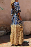 Casual Daily Gradient Print Bronzing Pattern V Neck Loose Jumpsuits