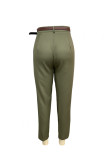 Casual Daily Solid Color Pocket With Belt Loose High Waist Harlan Solid Color Bottoms