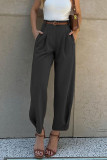 Casual Daily Solid Color Pocket With Belt Loose High Waist Harlan Solid Color Bottoms