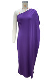 Sexy Solid Color Irregular Oblique Collar Irregular Dresses