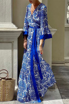 Bohemian Vintage Floral Bandage V Neck Printed Dresses
