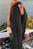 Sexy Solid Color Irregular Oblique Collar Irregular Dresses
