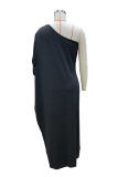 Sexy Solid Color Irregular Oblique Collar Irregular Dresses