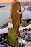 Sexy Solid Color Irregular Oblique Collar Irregular Dresses