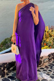 Sexy Solid Color Irregular Oblique Collar Irregular Dresses