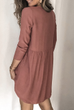 Casual Daily Solid Color Buttons V Neck A Line Dresses