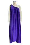Daily Vacation Solid Color Lace Up Oblique Collar Sleeveless Dresses