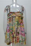 Sexy Floral Print Patchwork Mini Dresses
