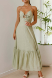 Sexy Solid Color Strap Design V Neck Sling Dresses