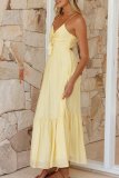 Sexy Solid Color Strap Design V Neck Sling Dresses