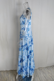 Casual Vacation Flowers Print Square Neck Sling Dresses