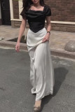 Daily Celebrities Solid Color Patchwork Contrast Square Neck Dresses