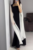 Celebrities Solid Color Slit Contrast Square Neck Evening Dresses