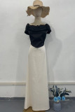 Daily Celebrities Solid Color Patchwork Contrast Square Neck Dresses