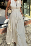 Casual Street Solid Color Pocket Zipper Mandarin Collar Sleeveless Dresses