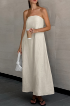 Casual Street Solid Color Pocket Strapless Strapless Dresses