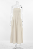 Casual Street Solid Color Pocket Strapless Strapless Dresses