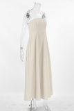 Casual Street Solid Color Pocket Strapless Strapless Dresses