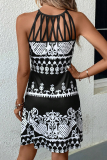 Casual Vacation Geometric Print Patchwork O Neck Sleeveless Dresses