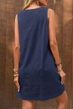 Casual Daily Solid Color Pocket Buttons U Neck Sleeveless Dresses