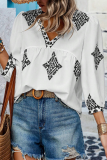 Casual Daily Geometric Print V Neck Tops