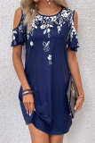 Street Daily Flowers Print O Neck A Line Short Sleeve Dress