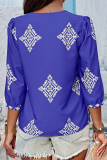 Casual Daily Geometric Print V Neck Tops