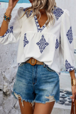 Casual Daily Geometric Print V Neck Tops