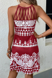 Casual Vacation Geometric Print Patchwork O Neck Sleeveless Dresses