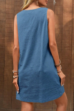 Casual Daily Solid Color Pocket Buttons U Neck Sleeveless Dresses