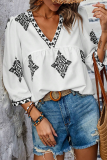 Casual Daily Geometric Print V Neck Tops