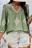 Casual Daily Geometric Print V Neck Tops
