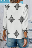 Casual Daily Geometric Print V Neck Tops