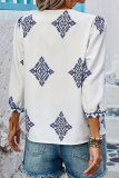 Casual Daily Geometric Print V Neck Tops