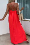 Casual Solid Color Backless Slit U Neck Sling Dresses