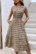 Casual Vacation Geometric Print Pocket Buttons Patchwork V Neck Sleeveless Dresses